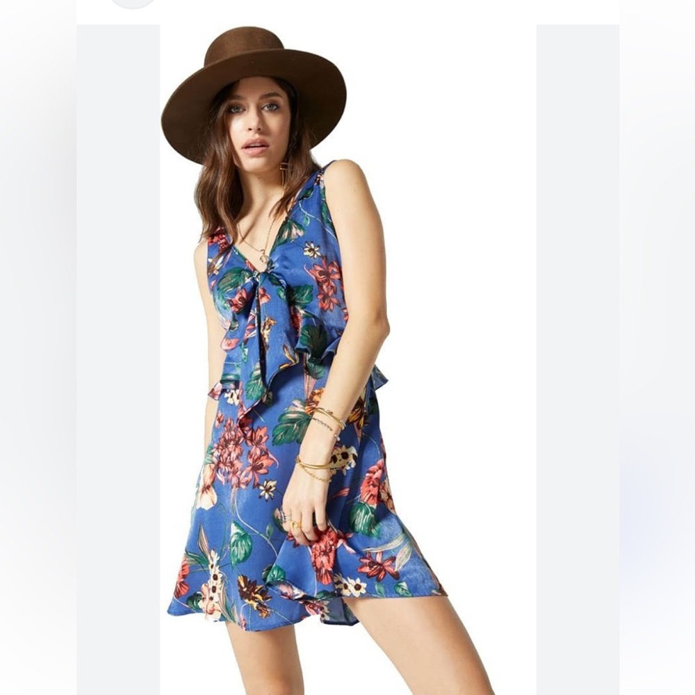 Band of Gypsies Boho Chic Gemma V-Neck Ruffle Dress Size Large